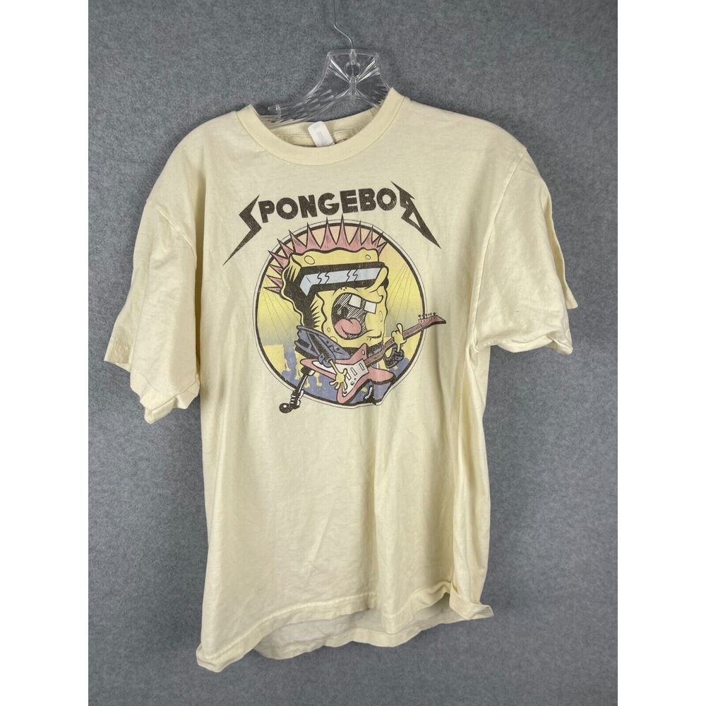 Nickelodeon SpongeBob SquarePants T Shirt Men's Size M Yellow Rock Out. Punk‎